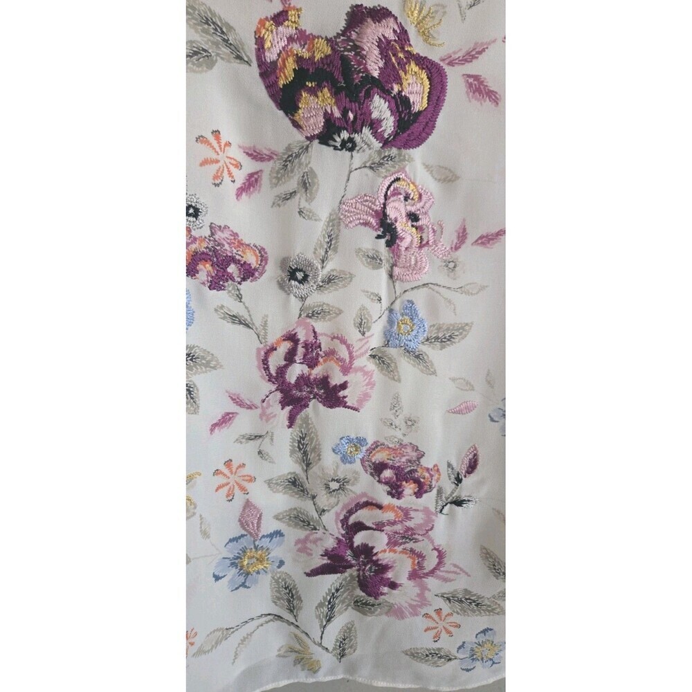 WHBM White Ruffle Floral Embroidered Cami Tank Lined Size Medium - Picture 2 of 9